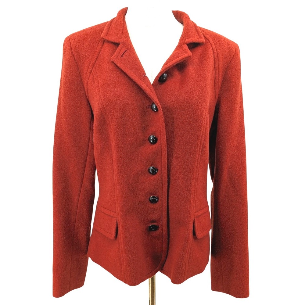 Peruvian Connection Baby Alpaca Wool Blazer Coat Rust Orange Jacket Womens 8